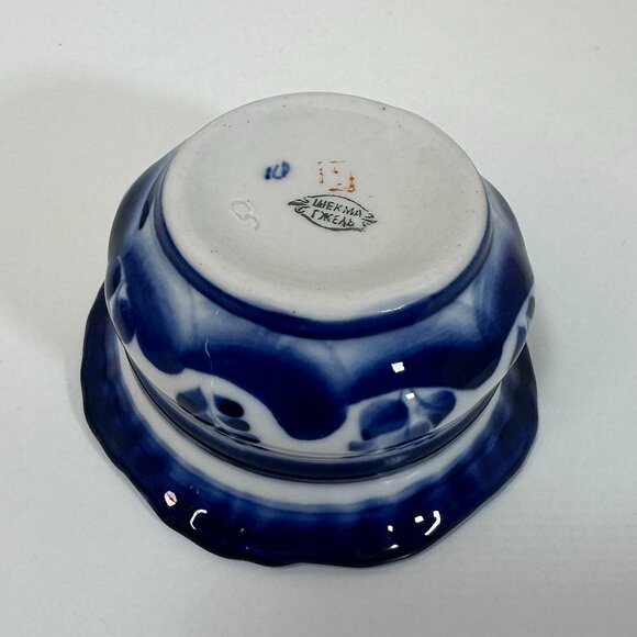 GZHEL Style Blue/White Ceramic Mini Bowl Handmade Russian Decor 3" x 1.75" EUC - Picture 7 of 12